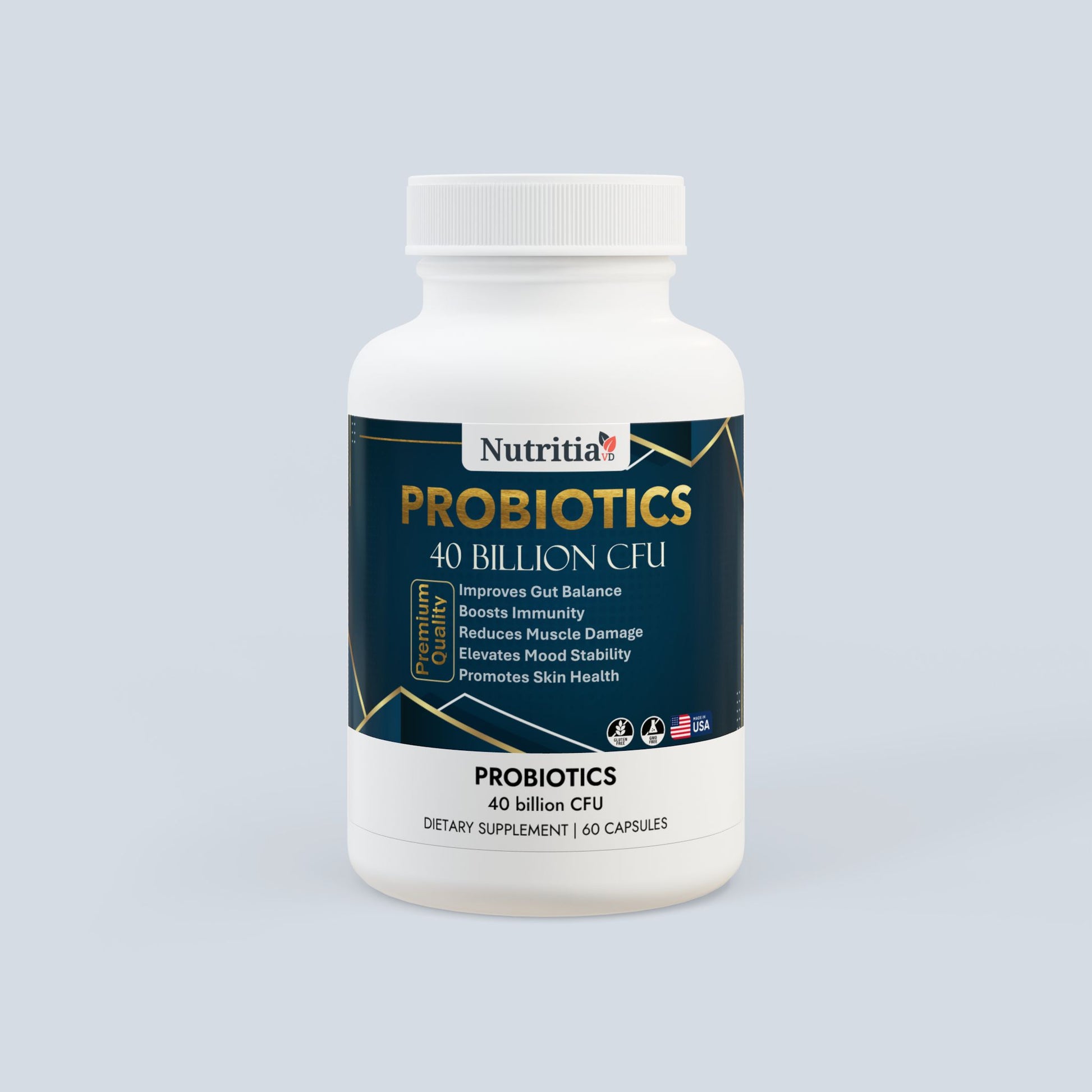 Nutrita VD Probiotic Capsules 40 Billion CFU with MAKTREK® Bi-Pass Technology | 60 Capsules