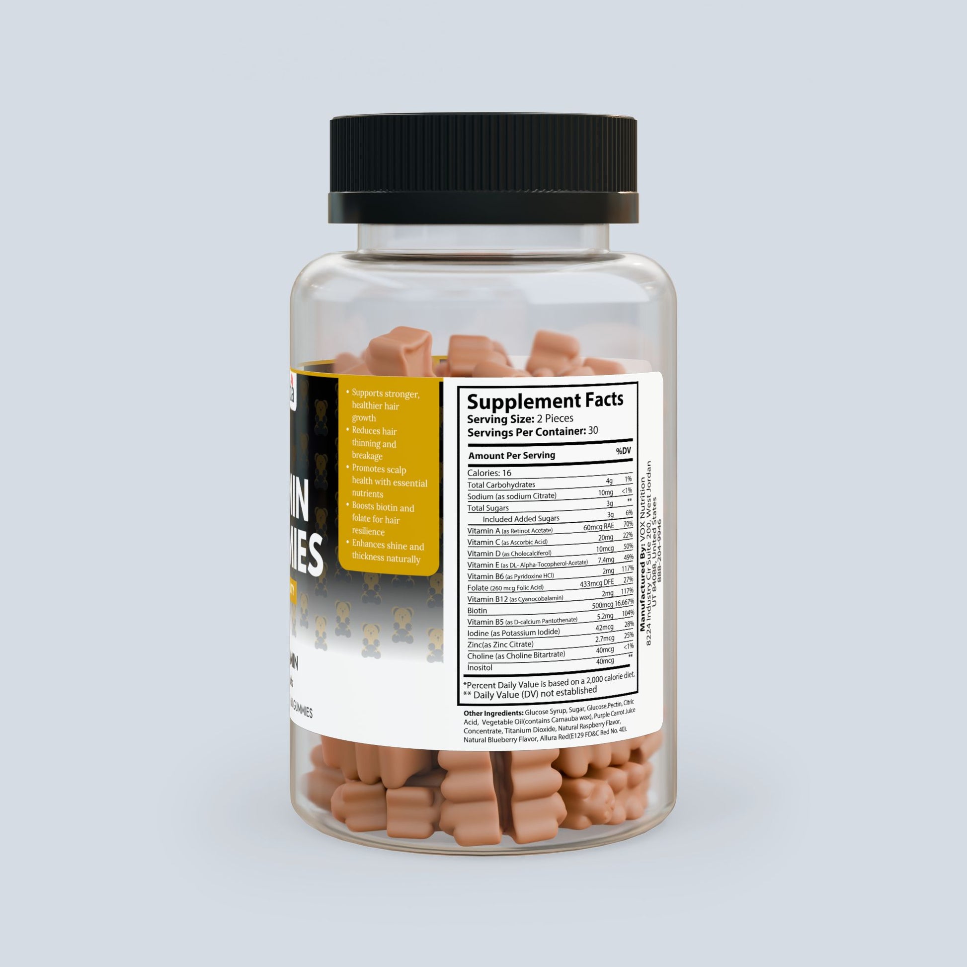 Nutritia VD Hair Vitamin Gummies | Biotin & Multivitamin Blend for Hair Growth (60 Gummies)