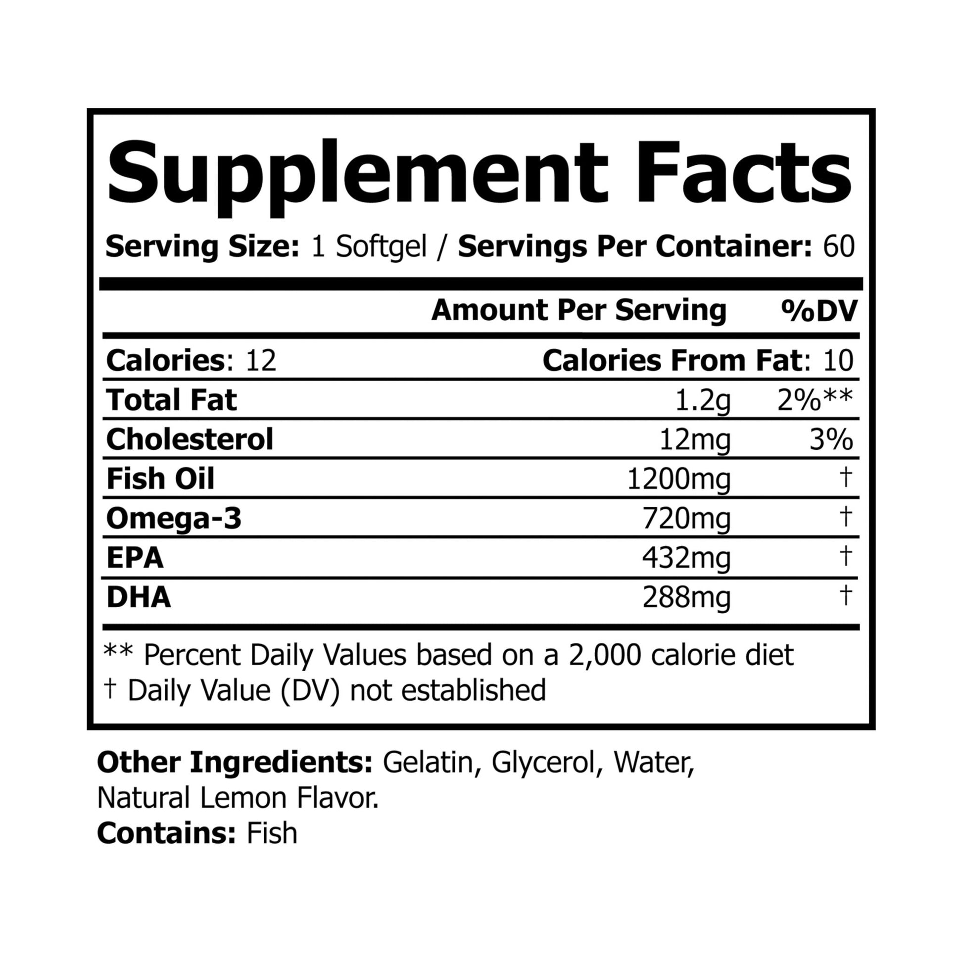 Nutritia VD Omega 3 Fish Oil Softgels | Premium EPA & DHA Supplement USA | Natural Lemon Flavor