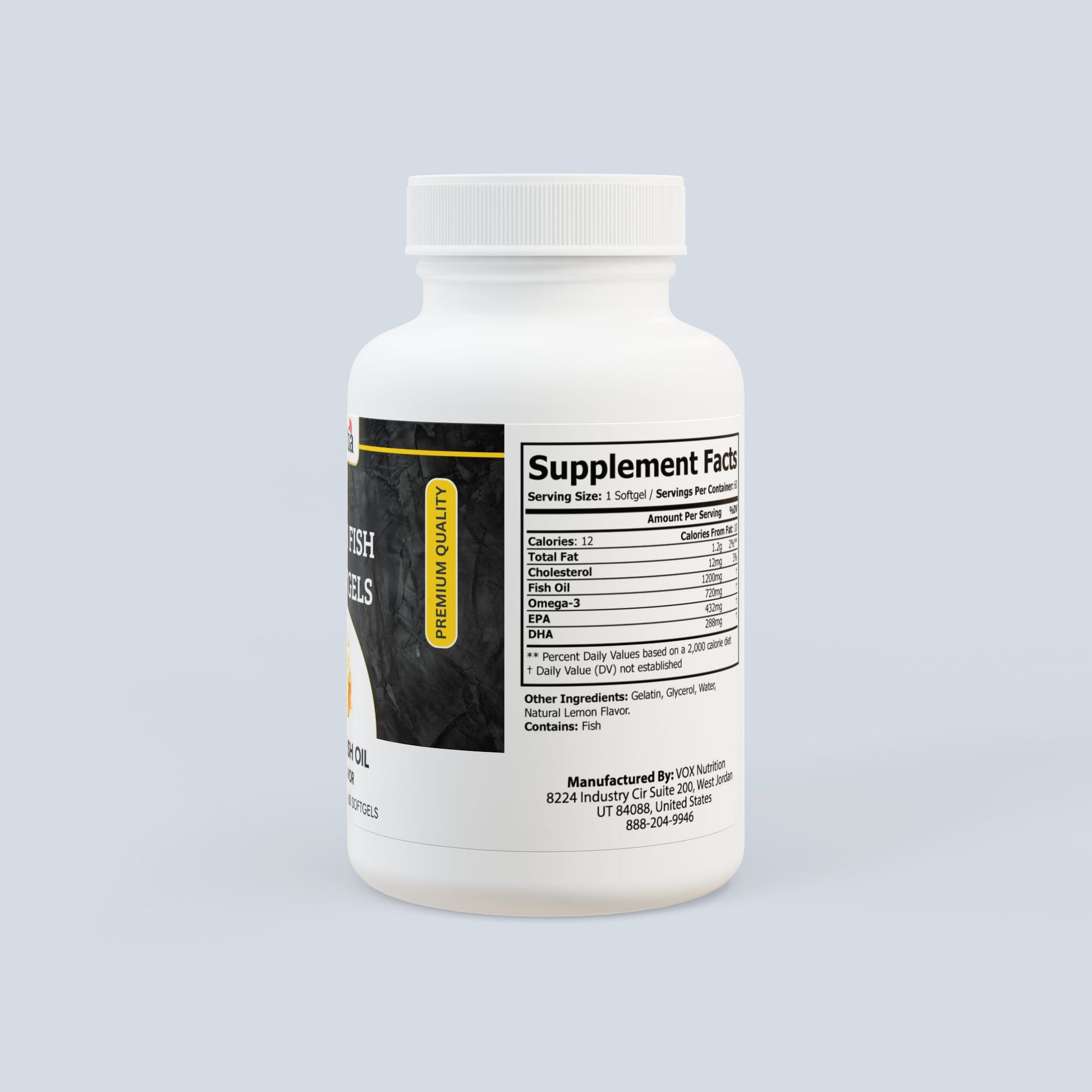 Nutritia VD Omega 3 Fish Oil Softgels | Premium EPA & DHA Supplement USA | Natural Lemon Flavor