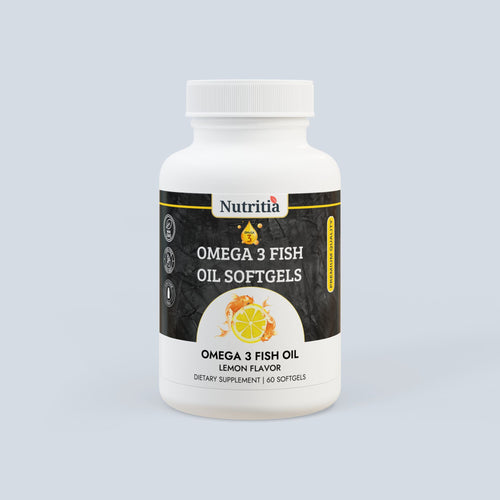 Nutritia VD Omega 3 Fish Oil Softgels | Premium EPA & DHA Supplement USA | Natural Lemon Flavor
