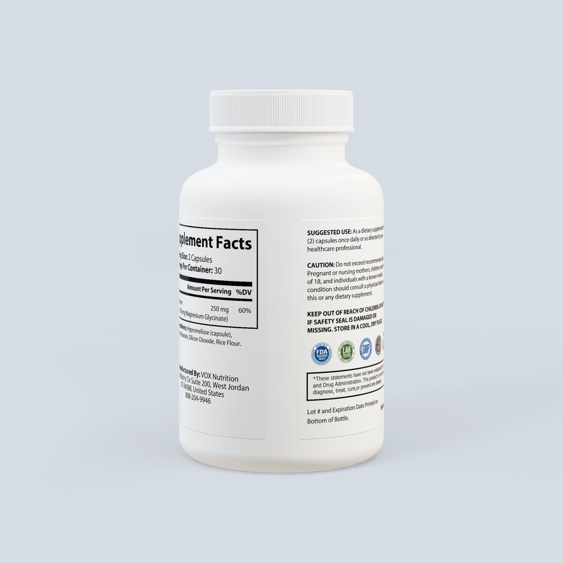Nutritia VD Magnesium Glycinate | High-Quality Vegan Performance Supplement | 60 Capsules