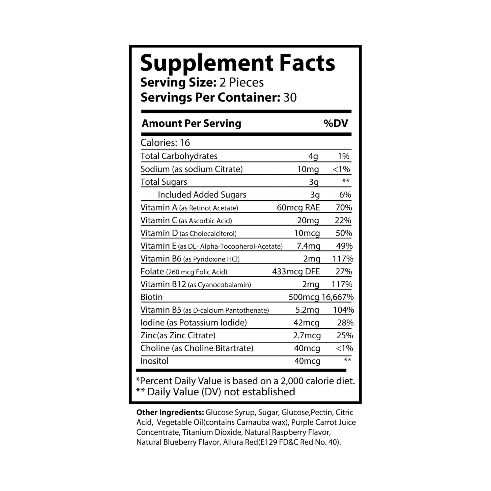 Nutritia VD Hair Vitamin Gummies | Biotin & Multivitamin Blend for Hair Growth (60 Gummies)